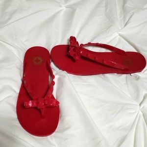 BCBG Red jelly flip flops